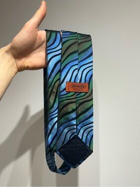 Missoni Cravate Silk Tie in Aqua Motif waves striped 9 cm / 3.5 inch Classic